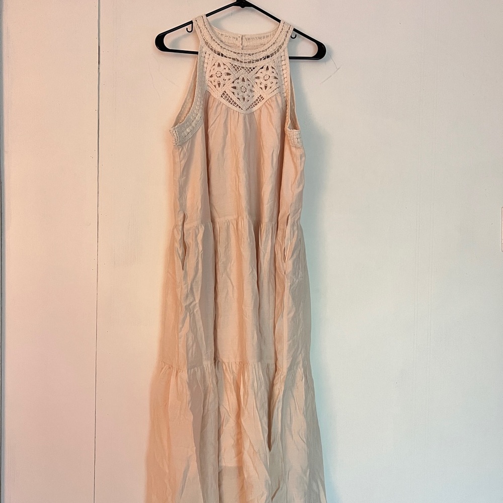 Cream Crochet Top Summer Maxi Dress